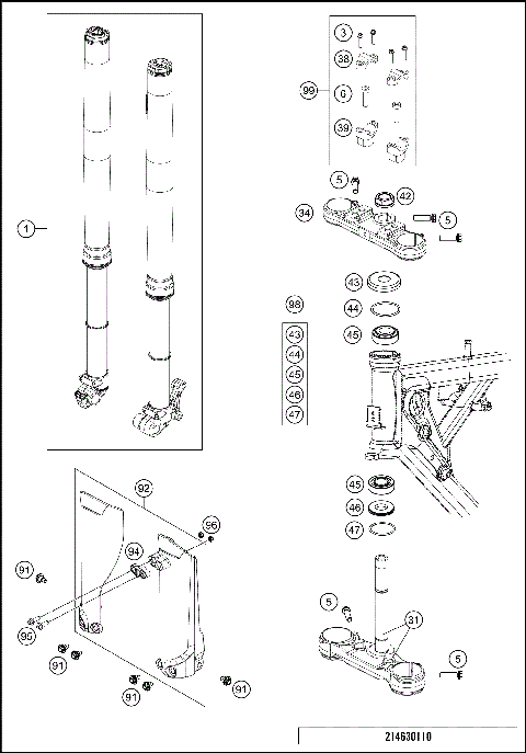 FRONT FORK, TRIPLE CLAMP