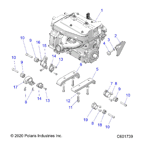 ENGINE, MOUNTING & LONG BLOCK - S23CEU5TSL (C601739)