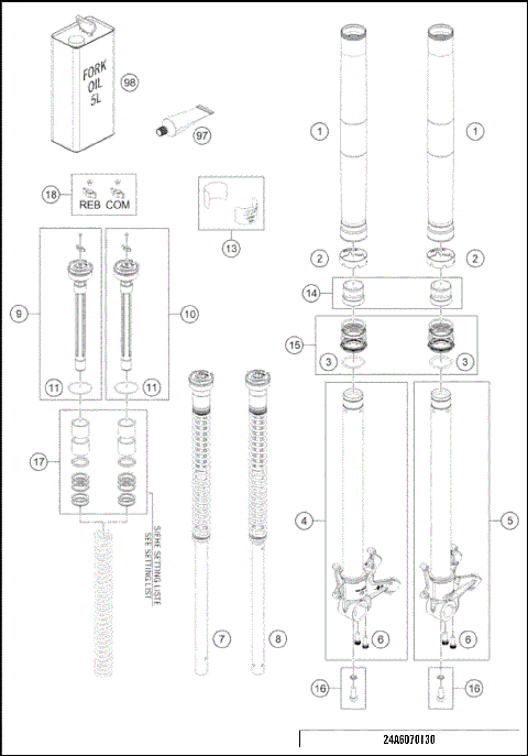 FRONT FORK DISASSEMBLED
