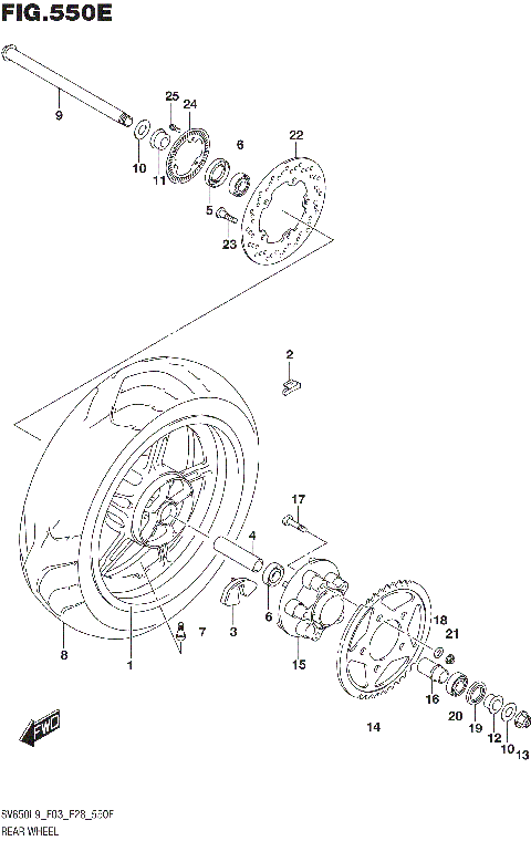 REAR WHEEL (SV650XAL9 E28)