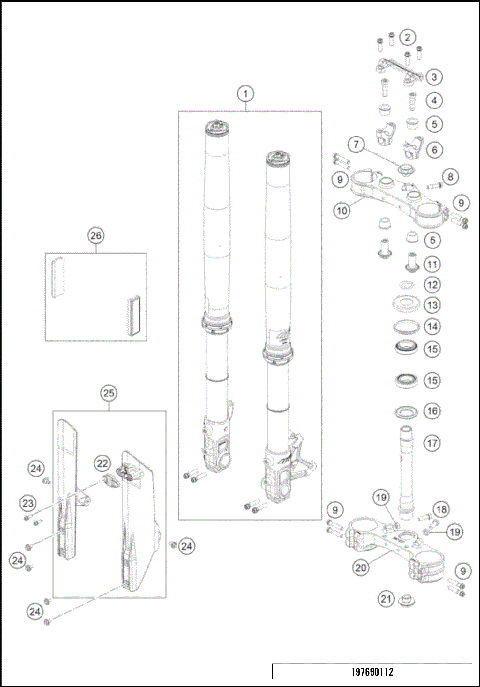FRONT FORK, TRIPLE CLAMP