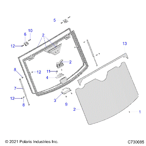 WINDSHIELD, TIP OUT - R20RRY99A9/AA/AF/AP/AX/B9/BA/BF/BP/BX (C730085)