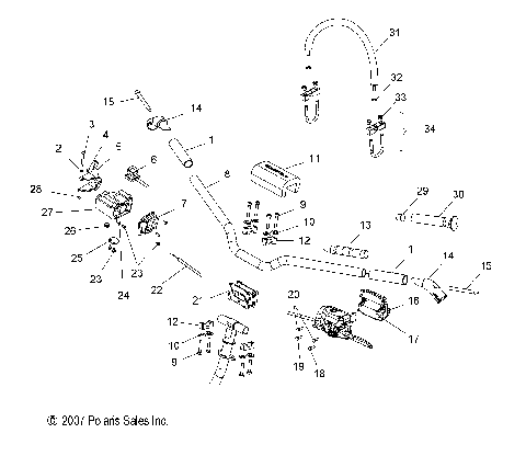 STEERING, HANDLEBAR MOUNTING and CONTROLS - S08PR6/PS6/PR7/PS7 (49SNOWHANDLEBAR08SB)