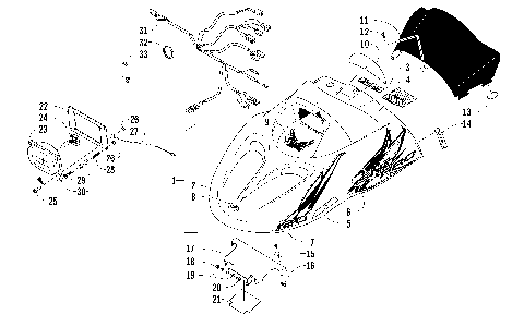HOOD, HEADLIGHT, AND WINDSHIELD ASSEMBLY [96580]