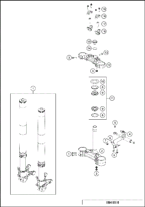 FRONT FORK, TRIPLE CLAMP