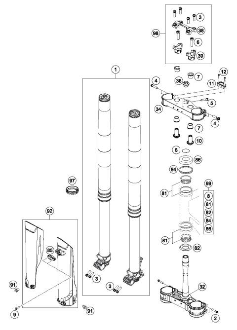 FRONT FORK, TRIPLE CLAMP           