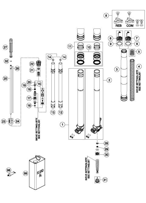 FRONT FORK DISASSEMBLED            