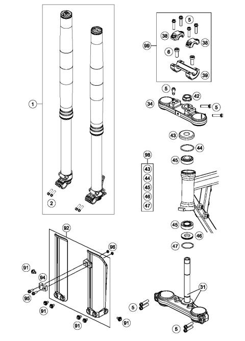 FRONT FORK, TRIPLE CLAMP           