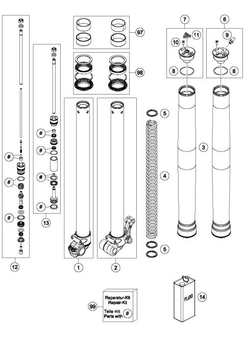 FRONT FORK DISASSEMBLED            