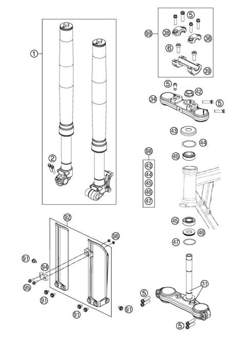 FRONT FORK, TRIPLE CLAMP           