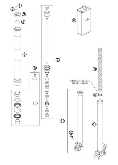 FRONT FORK DISASSEMBLED            