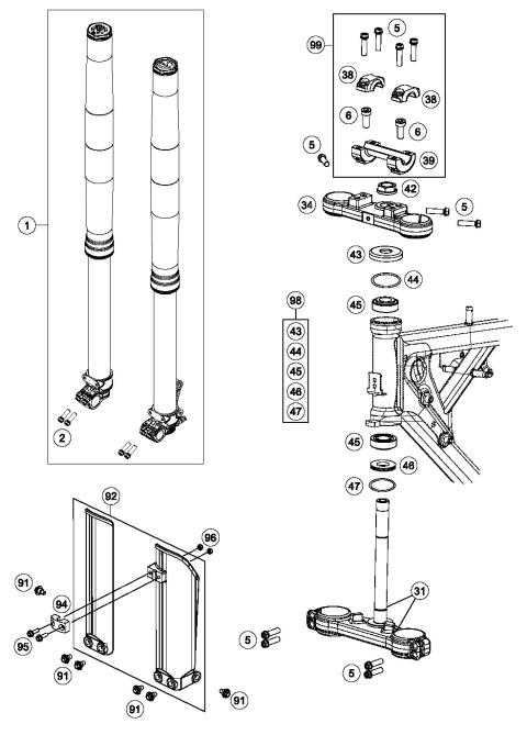 FRONT FORK, TRIPLE CLAMP           