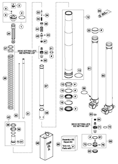 FRONT FORK DISASSEMBLED            