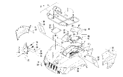 FRONT RACK, BODY PANEL, AND HEADLIGHT ASSEMBLIES [92647]