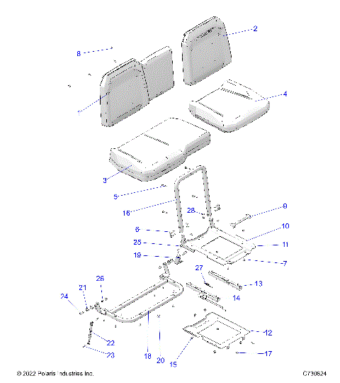 BODY, SEAT ASM. AND SLIDER - R23RSU99A9/AJ/AK/AX/B9/BJ/BK/BX (C730824)