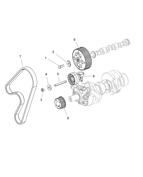 ENGINE, TIMING PULLEY, TIMING BELT, JOCKEY PULLEY