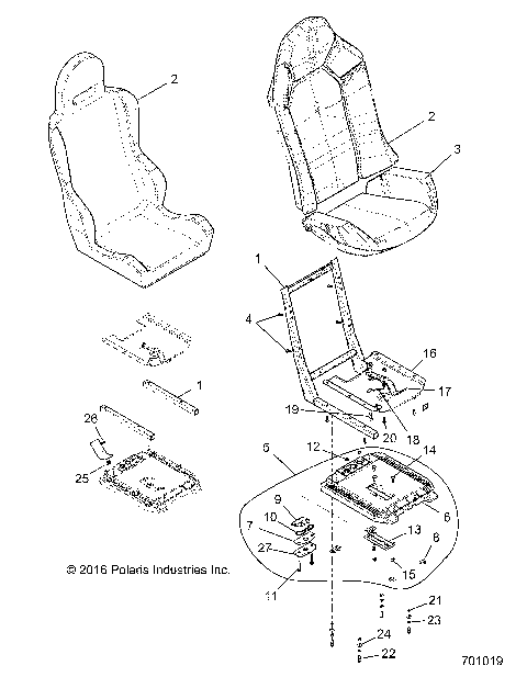 BODY, SEAT ASM. AND SLIDER - Z16VDE99AF/AM/LM/AS/M99AM (701019)