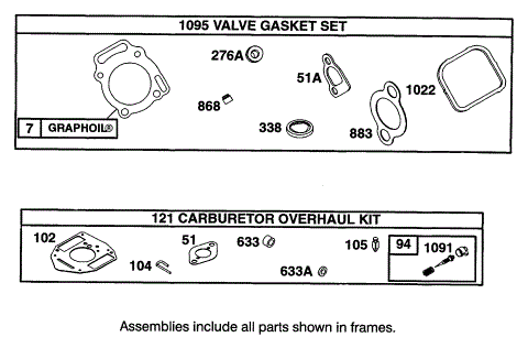 VALVE GASKET SET AND CARBURETOR OVERHAUL KIT