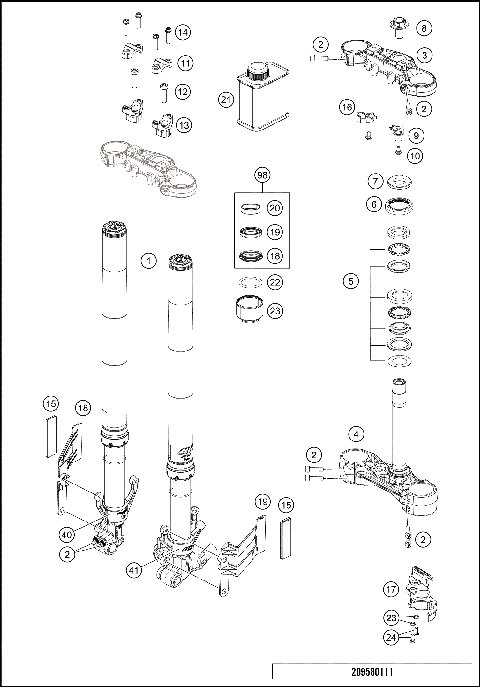 FRONT FORK, TRIPLE CLAMP
