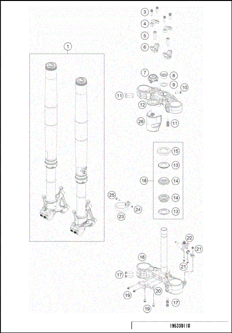 FRONT FORK, TRIPLE CLAMP