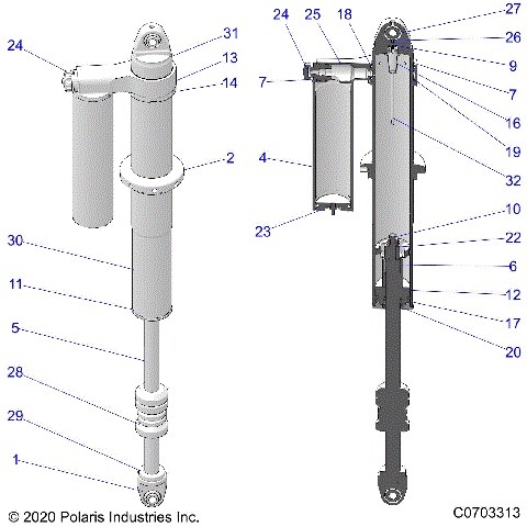 SUSPENSION, REAR SHOCK INTERNALS - Z23N4K99A/99B (C0703313)