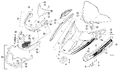 HOOD, WINDSHIELD, AND FRONT BUMBER ASSEMBLY [93076]