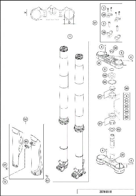 FRONT FORK, TRIPLE CLAMP