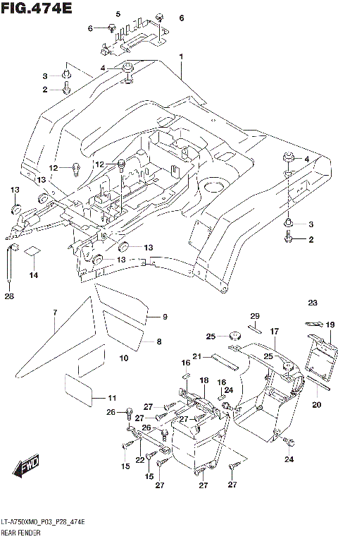 REAR FENDER (LT-A750XPM0 P28)