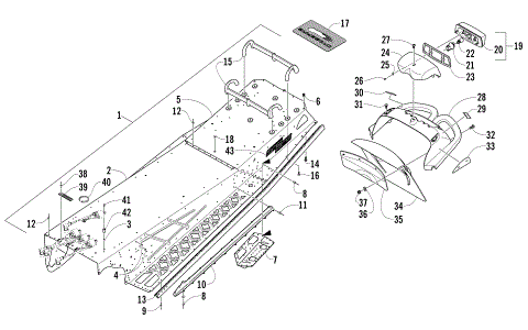 TUNNEL, REAR BUMPER, AND TAILLIGHT ASSEMBLY