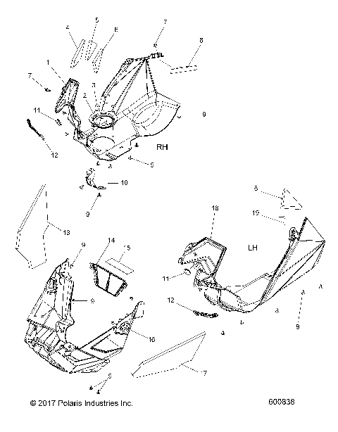 BODY, FENDERS AND NOSEPAN ASM. - S19EHM8PS ALL OPTIONS (600838)