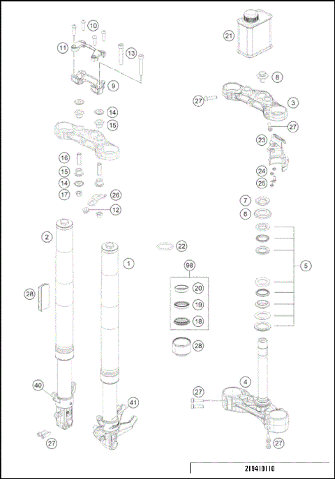 FRONT FORK, TRIPLE CLAMP