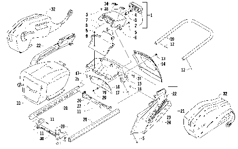 REAR BUMPER, RACK RAIL, SNOWFLAP, AND TAILLIGHT ASSEMBLY [89705]