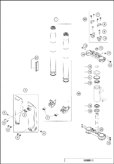 FRONT FORK, TRIPLE CLAMP