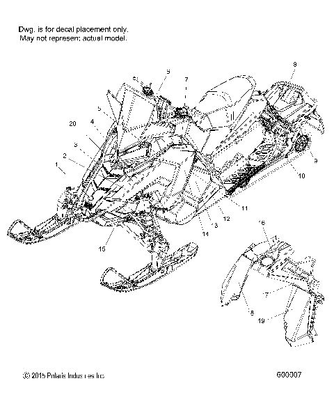 BODY, DECAL, SNOW CHECK (ORNG SIDE PANEL/BLK SIDE PANEL W/ORNG GRAPHICS) - S16DF6 (600007)