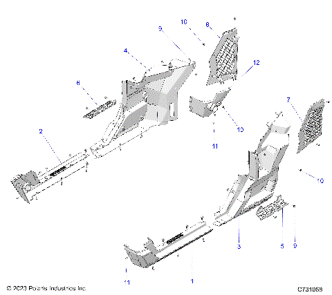 BODY, REAR FENDERS AND ROCKERS - R25XAL1RBD/BM (C731058)