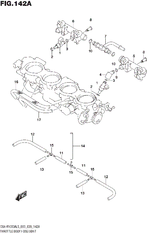 THROTTLE BODY HOSE/JOINT (GSX-R1000AL5 E03)