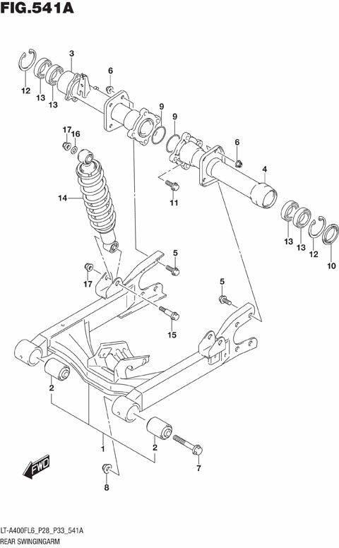 REAR SWINGINGARM (LT-A400FL6 P28)