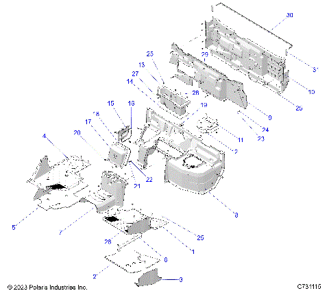 BODY, FLOOR AND REAR CLOSEOFF - R25X6W1RB9/BD/BM (C731115)