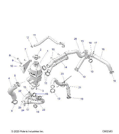 ENGINE, COOLANT BOTTLE AND HOSES - S24TLT9FEL (C602583)
