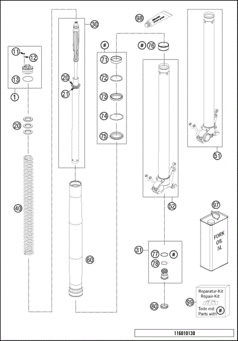FRONT FORK DISASSEMBLED