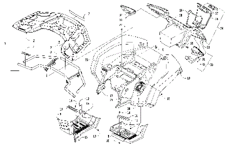 REAR RACK, BODY PANEL, FOOTWELL, AND TAILLIGHT ASSEMBLIES [301796]