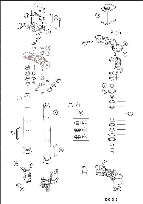 FRONT FORK, TRIPLE CLAMP
