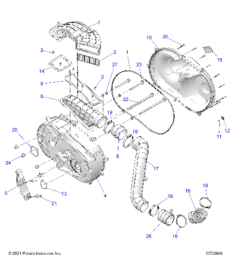 DRIVE TRAIN, CLUTCH COVER AND DUCTING - R22RSJ99A9/B9 (C700339)