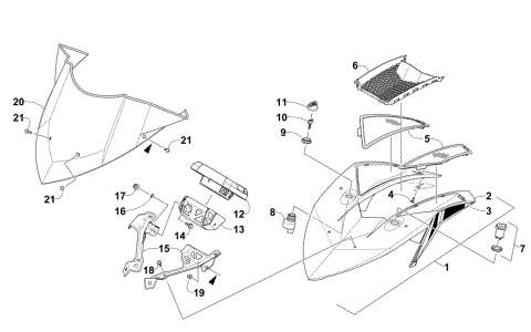 WINDSHIELD AND INSTRUMENTS ASSEMBLIES