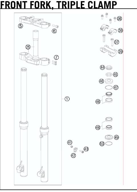 FRONT FORK, TRIPLE CLAMP