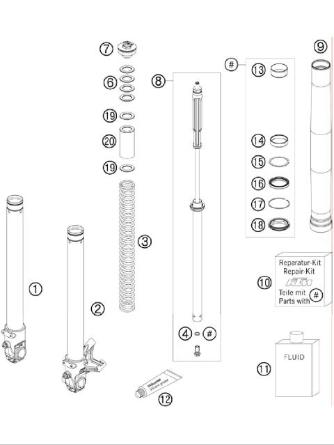 FRONT FORK DISASSEMBLED            