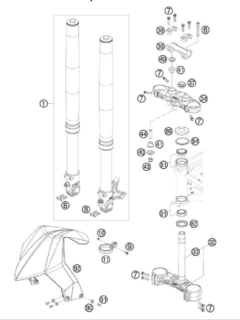 FRONT FORK, TRIPLE CLAMP           