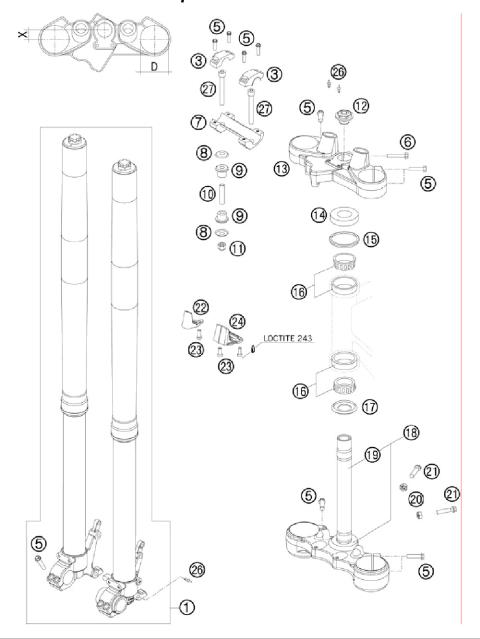 FRONT FORK, TRIPLE CLAMP           