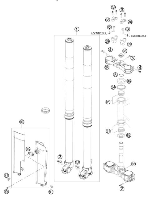 FRONT FORK, TRIPLE CLAMP           