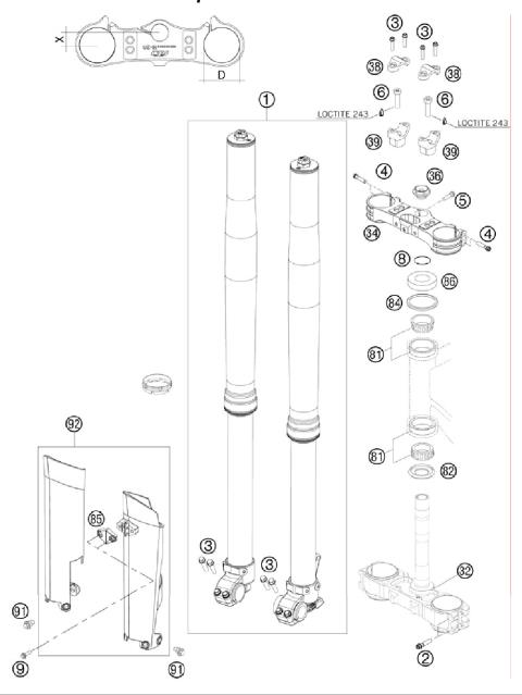 FRONT FORK, TRIPLE CLAMP           
